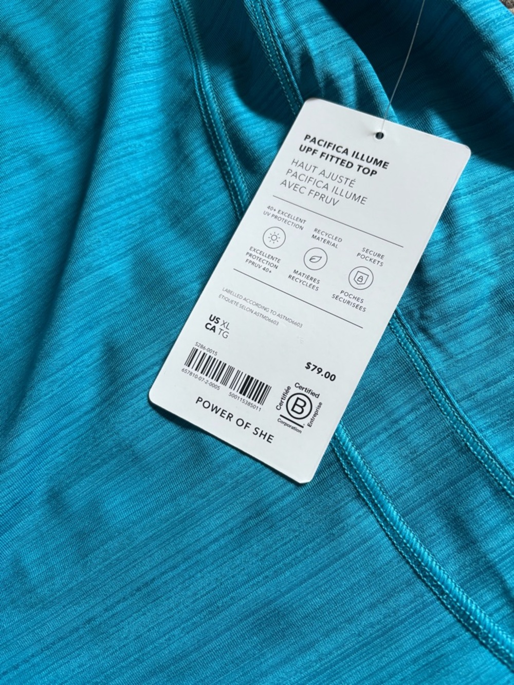 Athleta Pacifica Illume UPF Fitted Top in Teal Blue - Picture 2 of 6